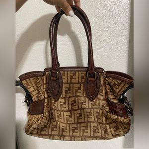 Pre-Loved Fendi Brown Zucca Canvas Bag Du Jour Medium